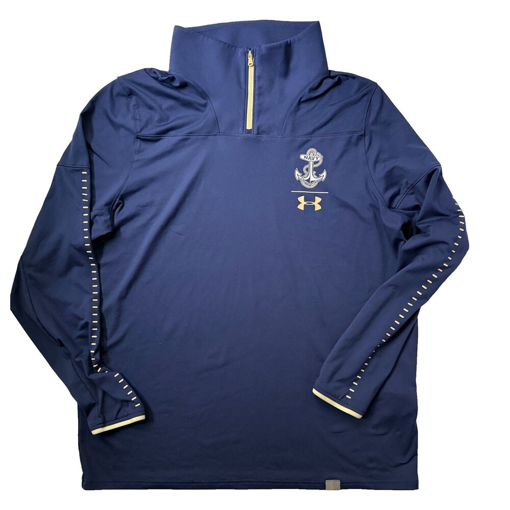 Under Armour Navy Midshipmen 1/4 Zip HeatGear Pullover Men's L